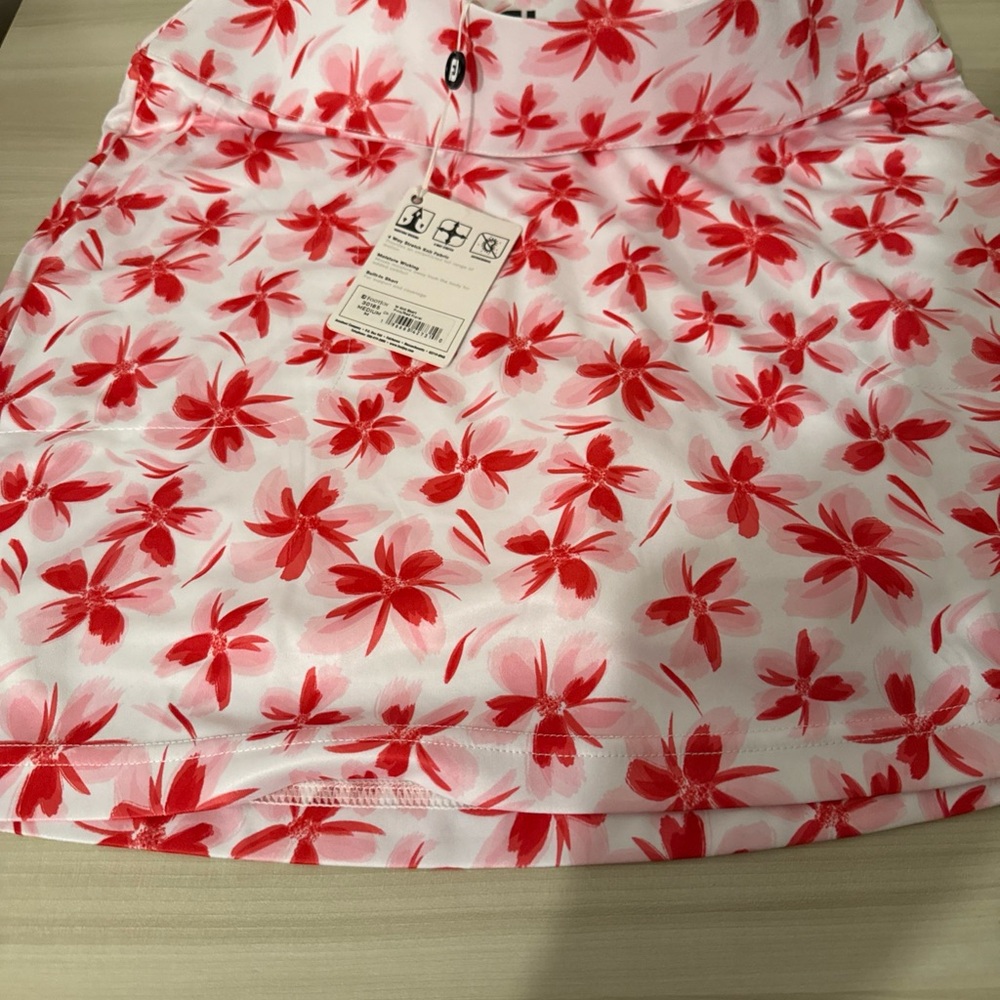 FootJoy Red and White Floral Midi Skirt brand new